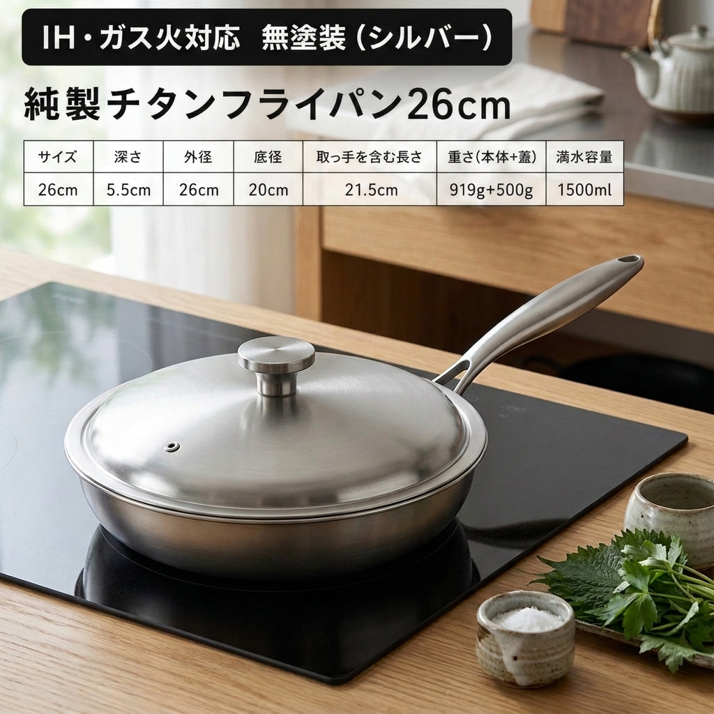 Hikagen 純チタンフライパン™｜軽くて丈夫な一生ものの調理フライパン Hikagen